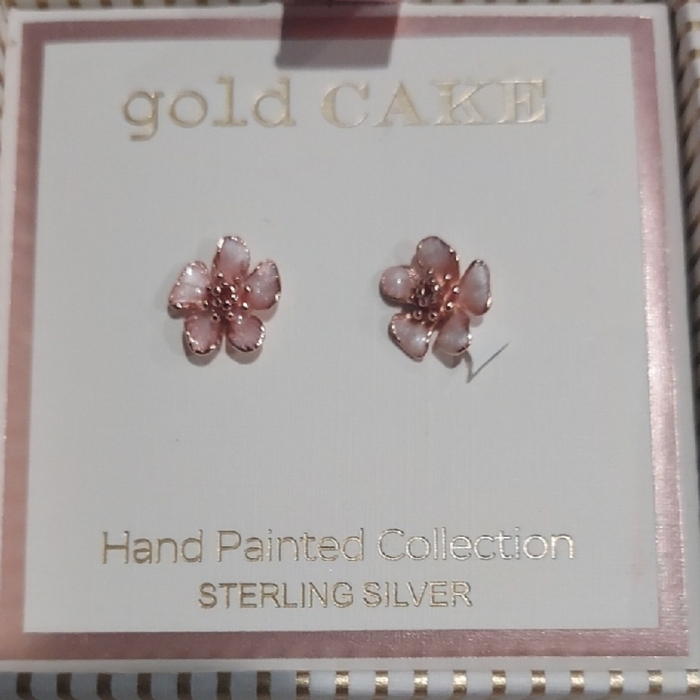 🩷🌸Pink Flower Sterling Silver Earrings - Picture 2 of 4